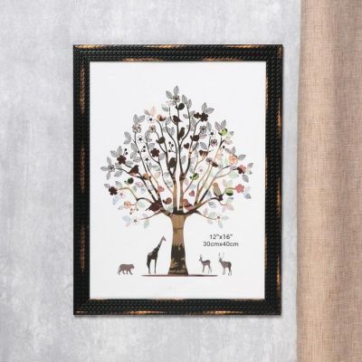 Фоторамка пластик 30х40 см "Пшеница" чёрная с золотом 44х34 см