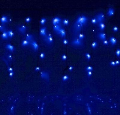 Гирлянда уличная "Бахрома" (Ш:4 м, В:0,6 м, нить темная, синий)