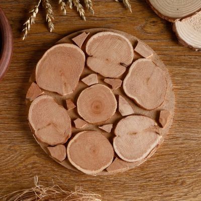 Подставка под горячее «Золотая рыбка», D=20 см, разные породы деревьев