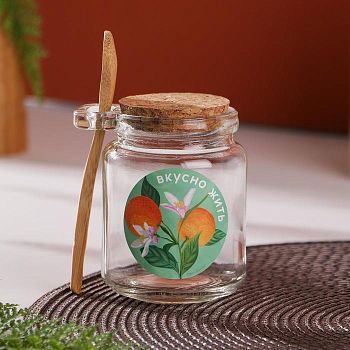 Банка для хранения с ложкой "Вкусно жить", 300 мл