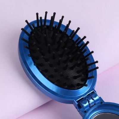 Расчёска массажная, складная, с зеркалом, 5,5 × 9 см, цвет МИКС