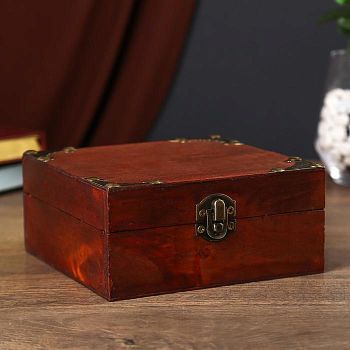 Шкатулка дерево состаренная "Средневековье" сундучок с заклёпками 7х15х15 см