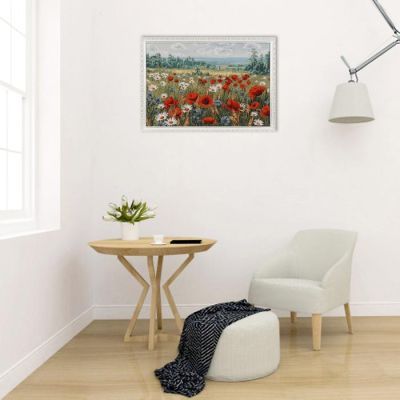 Гобеленовая картина "Маки на лугу" 69х50см рамка МИКС