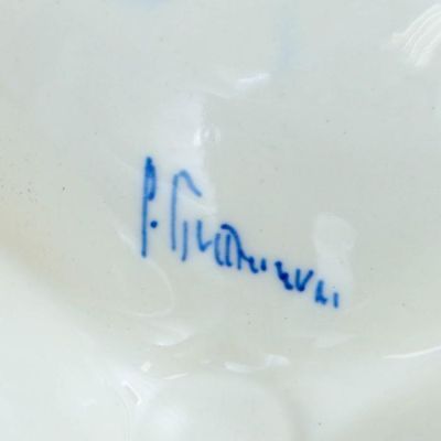 Менажница "Бабочка", гжель, фарфор, 12х28 см