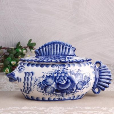 Супница "Рыба", 34х16х20см,  2,5л, гжель