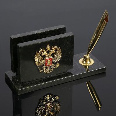Набор настольный "Офис", с гербом, змеевик