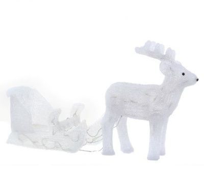 Фигура акрил. "Сани с оленем" (Олень: 45х48х14 см, Сани: 42х22х20 см.)