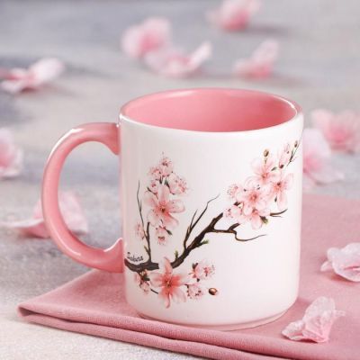 Кружка "Офисная", деколь весна, бело-розовая, 0.35 л, микс