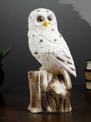 Копилка "Сова полярная на пеньке" (14 х 12 х 27 см) 