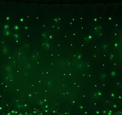 Гирлянда уличная УМС "Занавес" (Ш:2 м, В: 3 м, нить темная, зеленый)