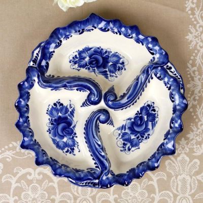 Менажница большая, гжель