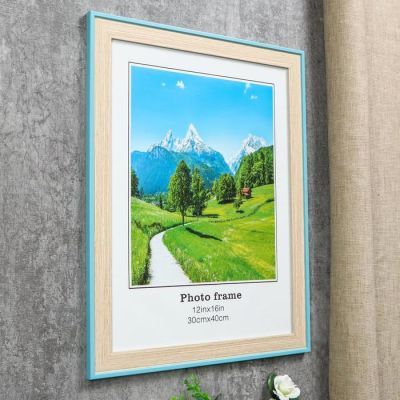 Фоторамка пластик 30х40 см "Белённый дуб с голубой каймой" 44,6х34,6х1,2 см