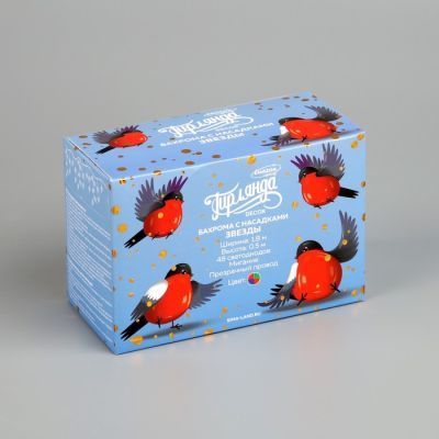 Гирлянда «Бахрома» 1.8 × 0.5 м с насадками «Звёзды», IP20, прозрачная нить, 48 LED, свечение мульти (RG/RB), мигание, 220 В