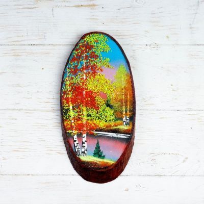 Панно на спиле "Осень", 27-31 см, каменная крошка, вертикальное