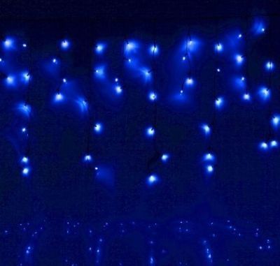 Гирлянда уличная "Бахрома" (Ш:3 м, В:0,6 м, нить темная, синий)