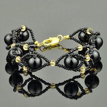 Браслет им. Агат, хрусталь "Затмение" арт.ДЕВ-845