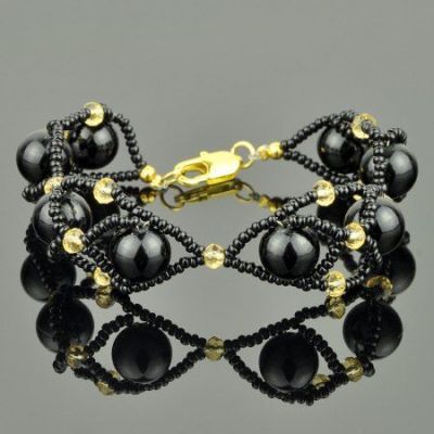 Браслет им. Агат, хрусталь "Затмение" арт.ДЕВ-845