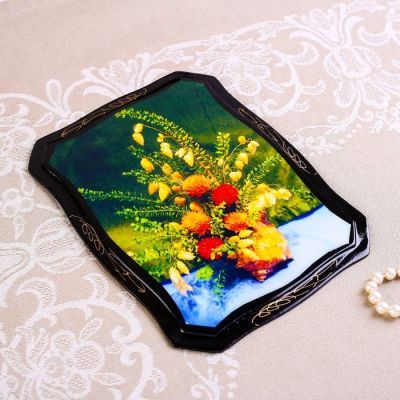 Панно «Цветы», 16х22 см, лаковая миниатюра, микс