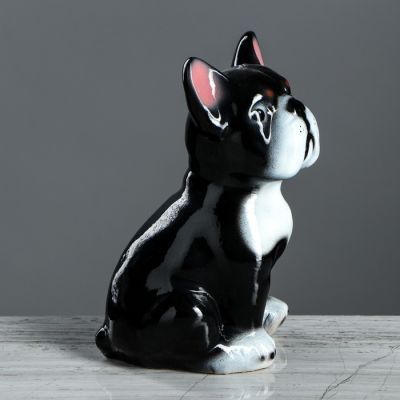 Копилка "Французский бульдог", глянец, чёрный цвет, 19 см