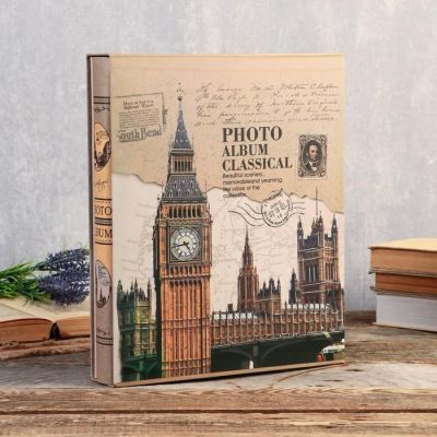 Фотоальбом на 400 фото 10х15 см "Башня" в короб, зол.обводка МИКС 33,5х27,5х5,5 см