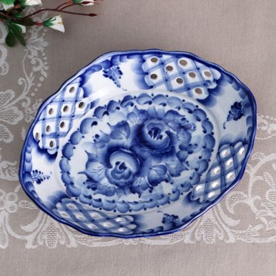 Сухарница «Цветок», 26×20×6 см, гжель