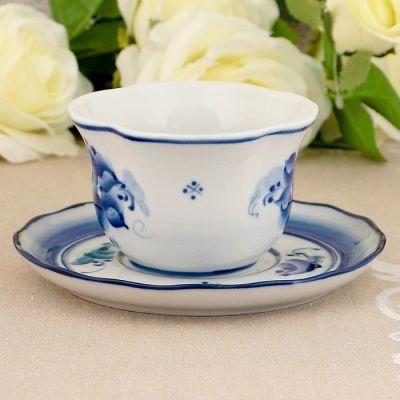 Чайная пара "Лютик", гжель, фарфор, 2с