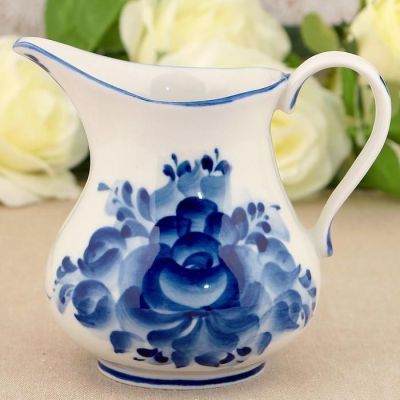 Сливочник "Цветочек", гжель, фарфор, 2с