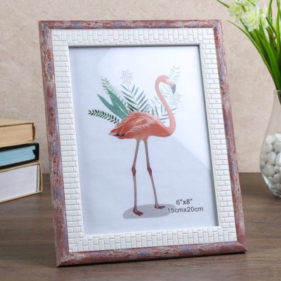 Фоторамка пластик 15х20 см "Шарль" кремовые кирпичики с розовым 24х19 см