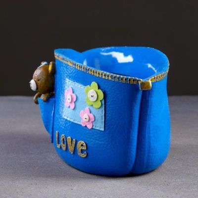 Кашпо керамическое "Медведи в кармане" 20*14*12см цвет микс