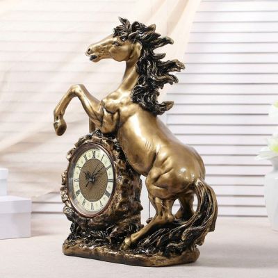 Часы настольные "Конь", цвет  золото, 51х39х17 см  микс
