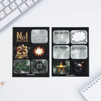 Подарочный набор «С 23 февраля» блокнот, значок, наклейки и карандаши 2 шт