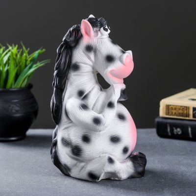 Копилка "Лошадь" белая в яблоко, 14х14х23см