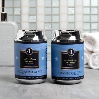 Набор «Реальный мужик» гель и шампунь банка пива 250 мл аромат сливочного пива, полотенце