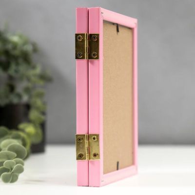 Фоторамка пластик 10х15 двойная, розовый