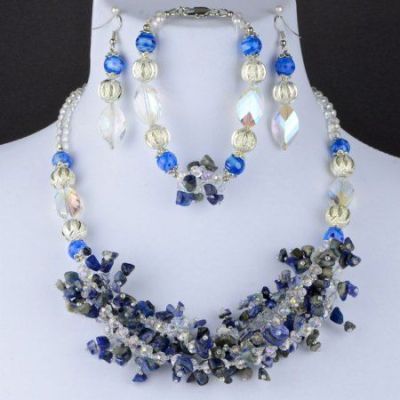 Комплект Лазурит, муранское стекло, бисер, хрусталь "Виола" арт. ВАС-1504