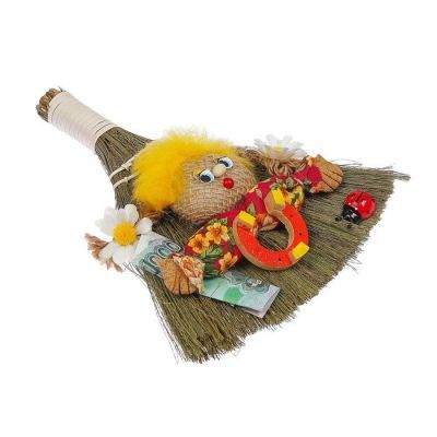 Оберег «Домовушка Тюха», на венике, микс