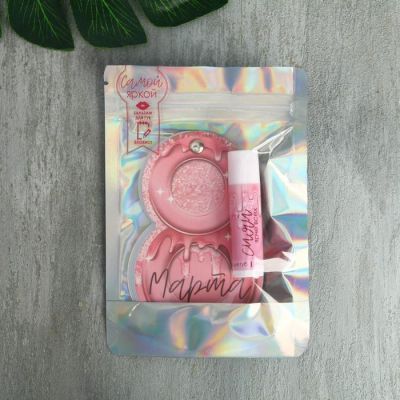 Набор "8 Марта", бальзам для губ, блокнотик