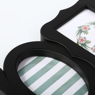 Фоторамка пластик на 5 фото 10х15 см "Фигурная" чёрная 19,5х64,5 см