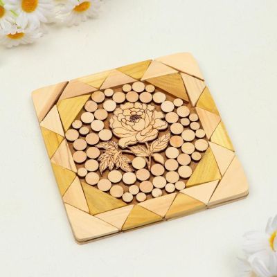 Подставка под горячее "Цветок", 15х15 см , разные породы дерева