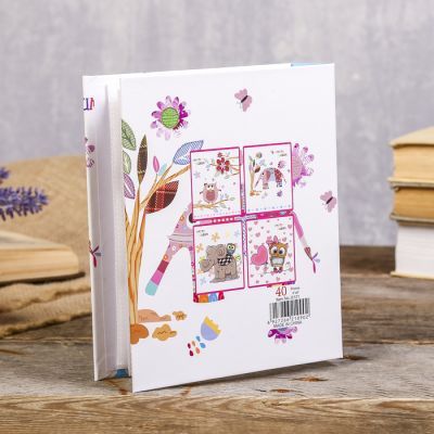 Фотоальбом на 40 фото 10х15 см "Совушка/Слонёнок" в коробке МИКС 17х14х5 см