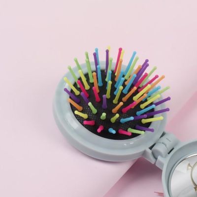 Расчёска массажная, складная, с зеркалом, d = 7,5 см, рисунок МИКС