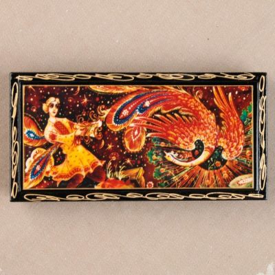 Шкатулка - купюрница «Жар-Птица», 8,5×17 см, лаковая миниатюра