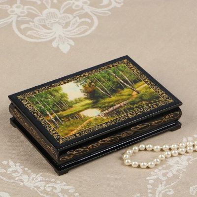 Шкатулка «Мостик через ручей», 11×16 см, лаковая миниатюра