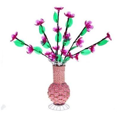 Светодиодная ваза плетенная (60х16 см. фиолетовый)