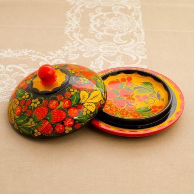 Маслёнка «Ягодка», 18×18×9 см, хохлома