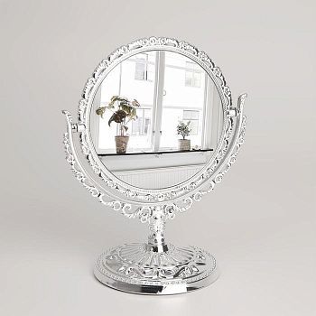 Зеркало настольное, с увеличением, d зеркальной поверхности 9,5 см, цвет серебристый