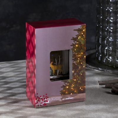 Светодиодная фигура «Фонарь с оленем» 7.6 × 13.5 × 3.2 см, пластик, блёстки, батарейки AG13х3, свечение тёплое белое