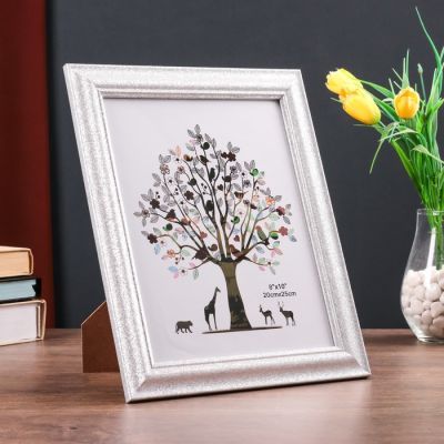 Фоторамка пластик 20х25 см "Блестящая волна" серебро 30х25 см