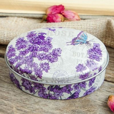 Шкатулка металл овал "Лаванда" МИКС 3х7х5 см