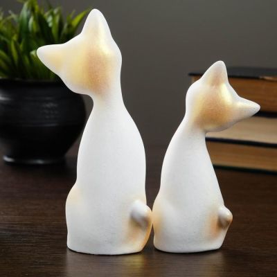 Фигура "Love Коты ушастые" 7×13×17см белые/золото (набор 2 шт)